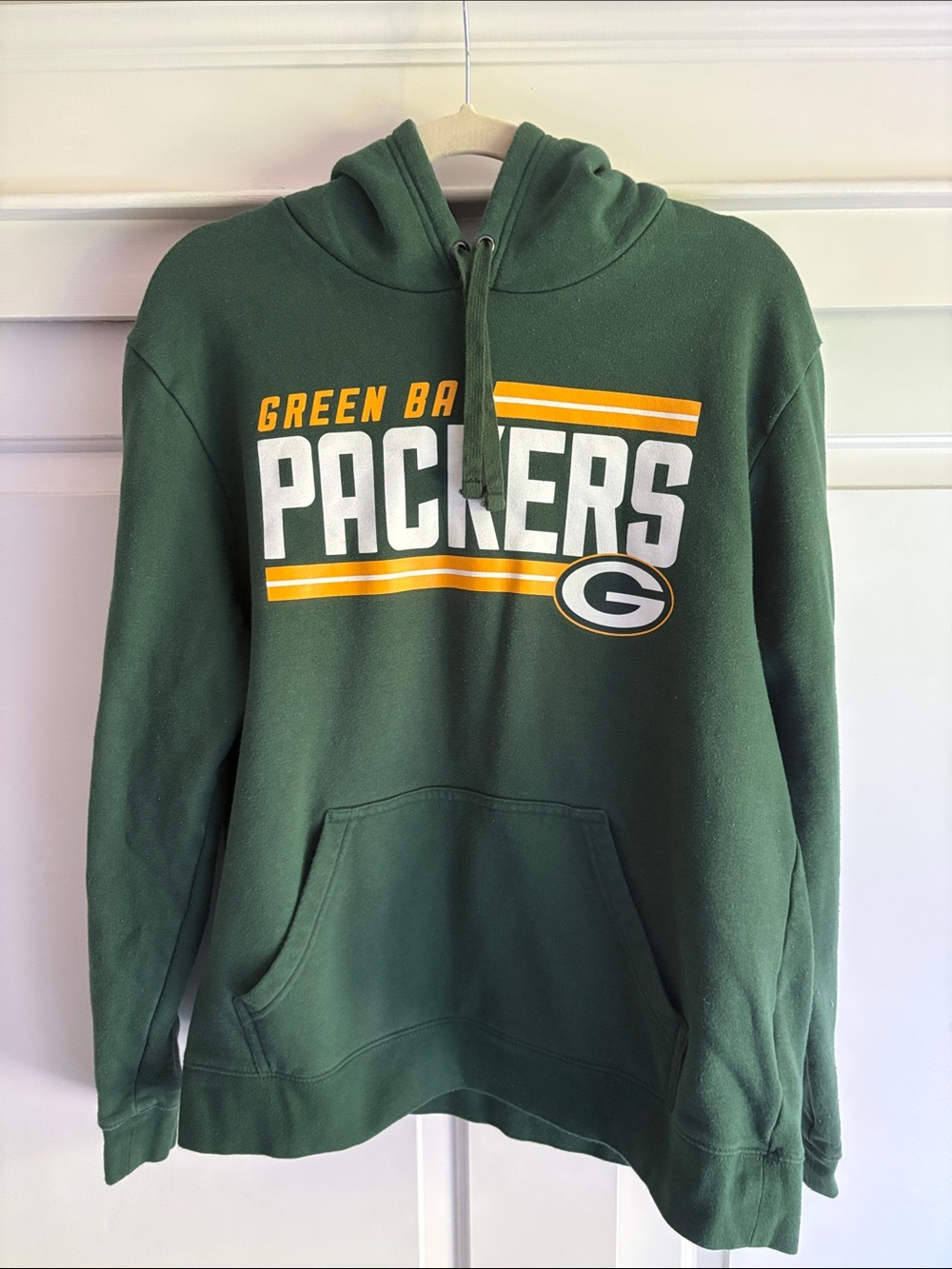 Fanatics Green Packers Pullover Hoodie with Gold & White Logo